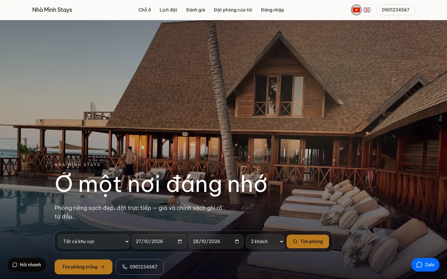 Khách đặt thẳng, không qua hoa hồng.